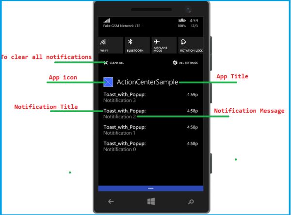 action center sample